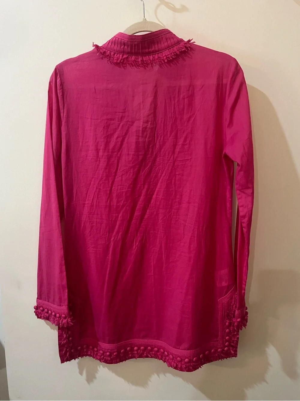 Tory Burch Bright Fuchsia Pom-Trim Tunic